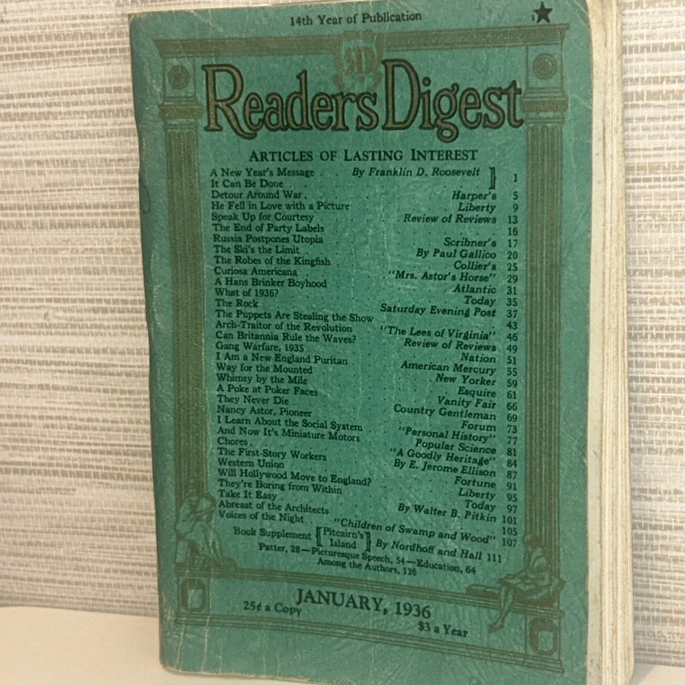 Readers Digest Magazine Of Lasting Interest April 1938 136 pages